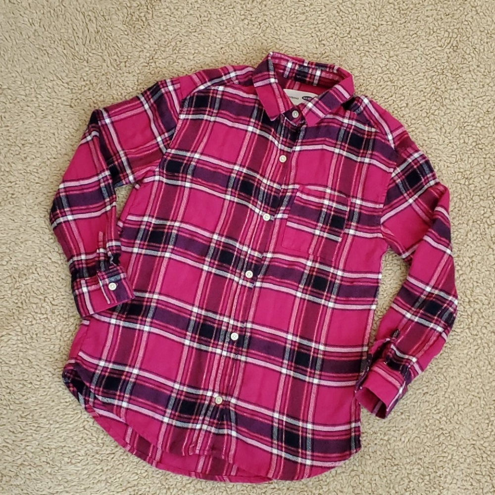 Old Navy Size 8 Girls Flannel Shirt Pink